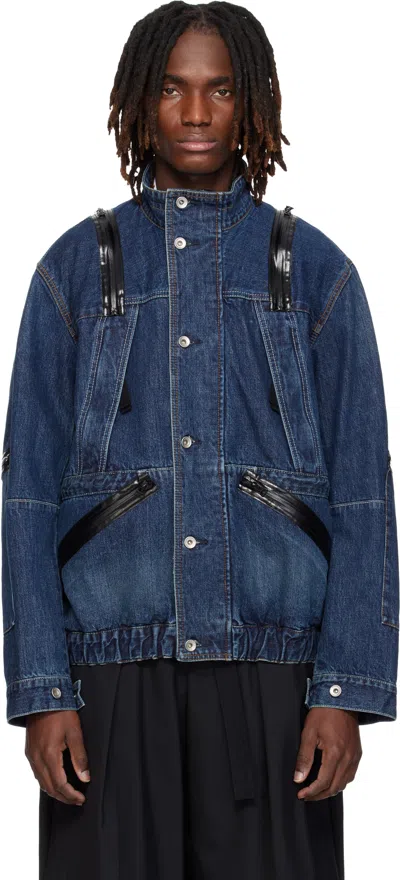 Sacai Non-stretch Denim Jacket In Blue