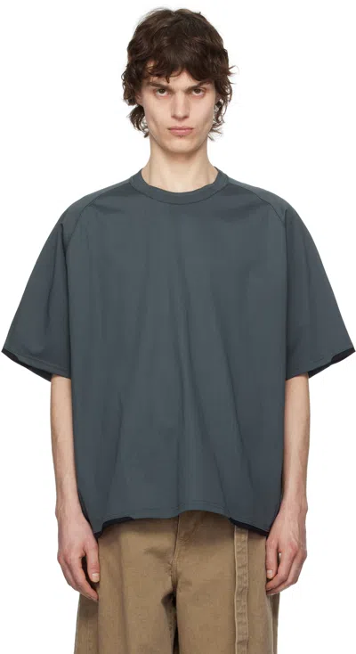 Sacai Blue Cotton Jersey T-shirt In 375 Blue Gray