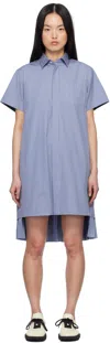 Sacai Blue Cotton Poplin Minidress In 421 Blue Stripe