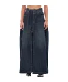 Sacai Blue Denim Deconstructed Maxi Skirt In Blue