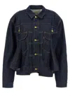 Sacai Blue Denim Jacket In Black