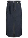 Sacai Denim Skirt With Back Pockets And Front Slit In Blue