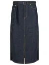 Sacai Denim Skirt With Back Pockets And Front Slit In Blue