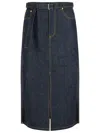 Sacai Denim Skirt With Back Pockets And Front Slit In Blue