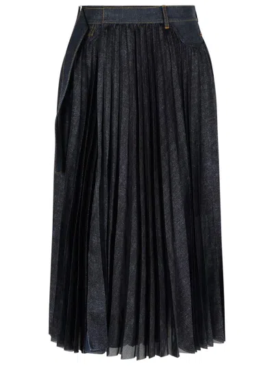 SACAI SACAI BLUE DENIM SKIRT