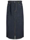 Sacai Denim Skirt With Back Pockets And Front Slit
