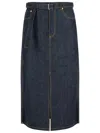 Sacai Denim Skirt With Back Pockets And Front Slit In Blue