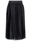 Sacai Pleated High-waist Skirt With Textured Finish In Blue