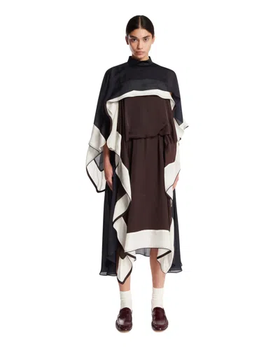 Sacai Blue Draped Midi Dress In Blue Blu   #03326c