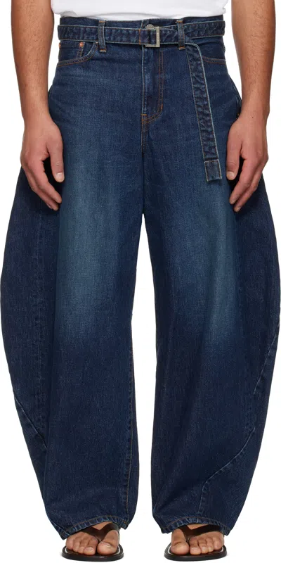 Sacai Jeans With Belt Loops In Blue
