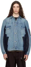 Sacai Blue Nylon Twill & Denim Jacket In Blue