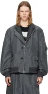 Sacai Blue Nylon Twill Bomber Jacket In 375 Blue Gray