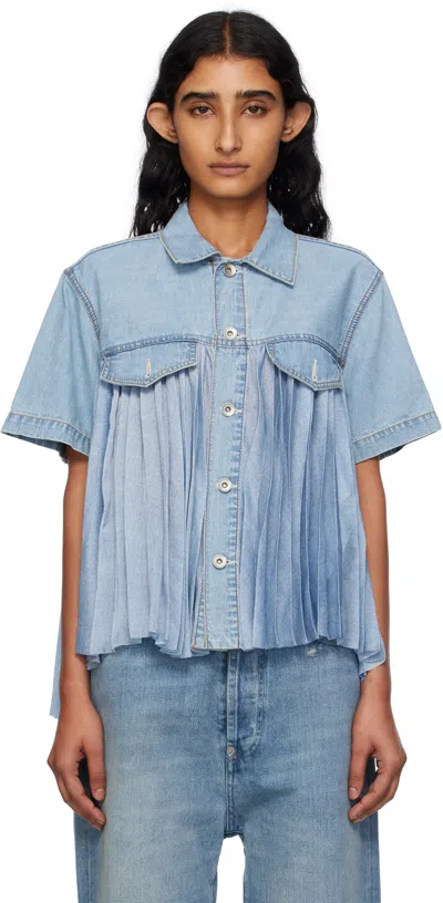 Sacai Blue Paneled Denim Shirt