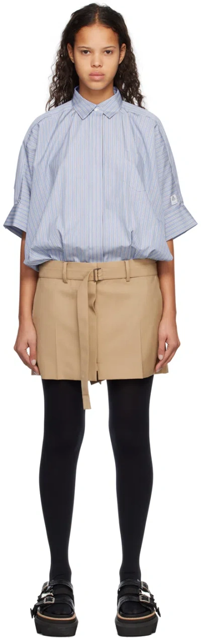 Sacai X Thomas Mason Striped Cotton-poplin Shirt Dress In Light Blue Stripe