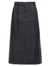 Sacai Denim Skirt With Back Pockets And Front Slit In Blue