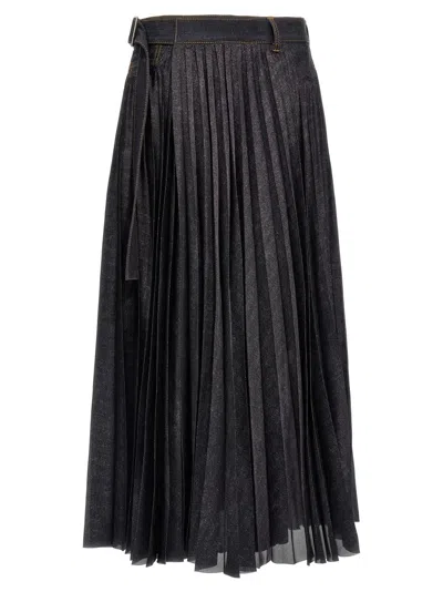 Sacai Blue Pleated Skirt