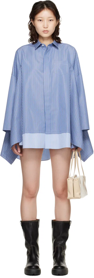Sacai Striped Cotton-blend Poplin Shirt In Blue