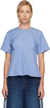 Sacai Blue Poplin T-shirt In Blue