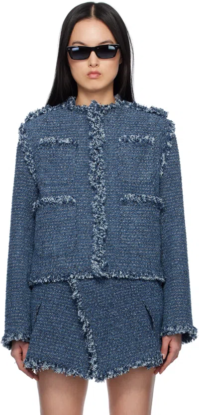 Sacai Blue Punching Denim Jacket In 499 Indigo