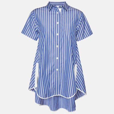 Pre-owned Sacai Blue Striped Cotton Poplin Flared Shirt S