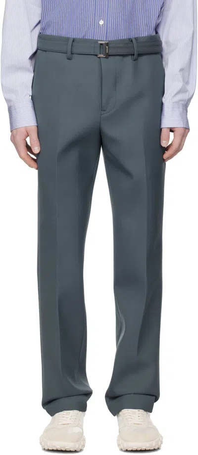 Sacai Blue Suiting Bonding Trousers In 375 Blue Gray