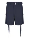 Sacai Blue Taffeta Bermuda Shorts In Navy