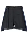 Sacai Blue Wool Insert Shorts In Blue