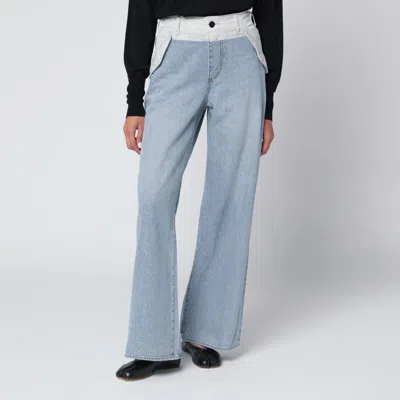 Sacai Blue/light Grey Two-tone Jeans