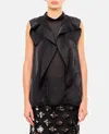 Sacai Asymmetric Ruffle Tank Top In Chiffon In Black