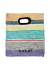 Sacai Multicolor Raffia New Shopper Medium Bag In Blue