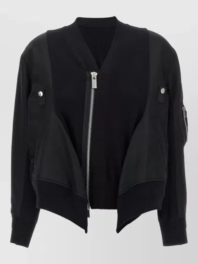Sacai Bomber Cardigan In Black