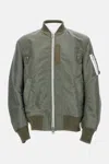 Sacai Khaki Nylon Twill Bomber Jacket In Green