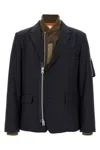 Sacai Layered Shell And Padded Grain De Poudre Blazer In Blue