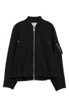 Sacai Short-sleeve Bomber Jacket In Black