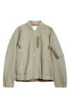 Sacai Scuba Bomber Jacket In Green/taupe
