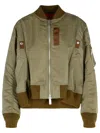 Sacai Nylon Bomber Jacket Front Pockets In Green
