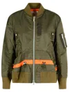 Sacai Ribbed Trim Nylon Bomber Jacket In Green
