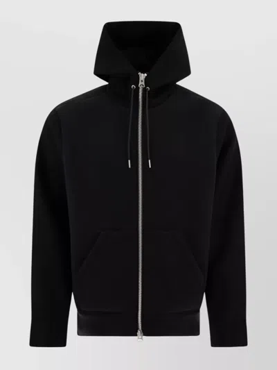 Sacai Bomber Jacket With Hood And Kangaroo Pocket In Black