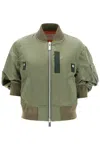 Sacai Short-sleeved Bomber In Khaki