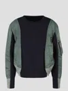 Sacai Navy And Green Cotton Sweatshirt