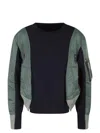 Sacai Navy And Green Cotton Sweatshirt In Multicolor