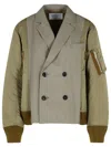 Sacai Double-breasted Bomber Jacket In Green