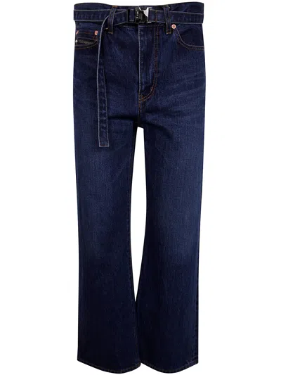 Sacai Boot Cut Denim Pants In Blue