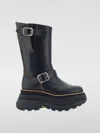Sacai Leather Platform Biker Boots In Schwarz