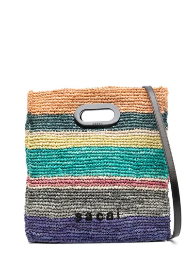 Sacai Borsa Tote Medium In Rafia In Multi