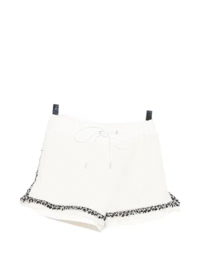 Sacai Boucle-trim Shorts In White