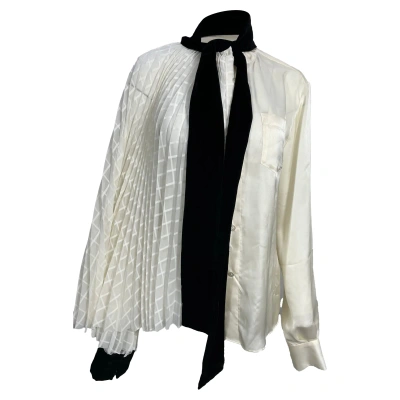 Sacai Bow Detail Blouse In White Polyester