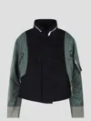 Sacai Panelled Cropped Jacket In Black