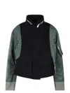 Sacai Panelled Cropped Jacket In Black