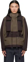 Sacai Panelled Bomber Jacket In Green